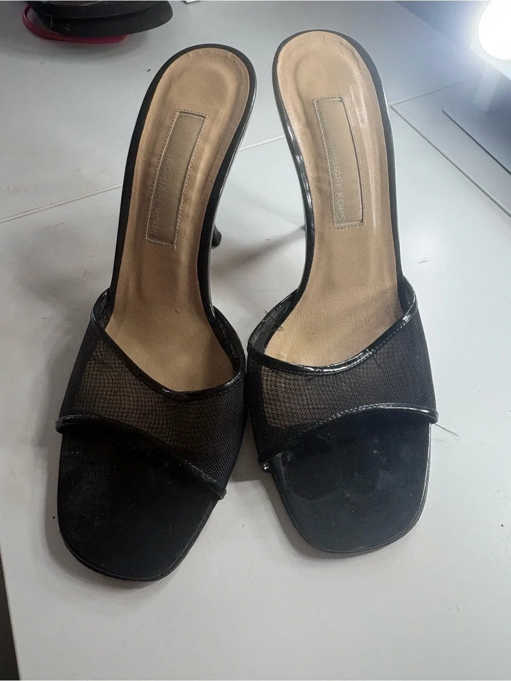 Michael Kors Black Mesh Slide Heels